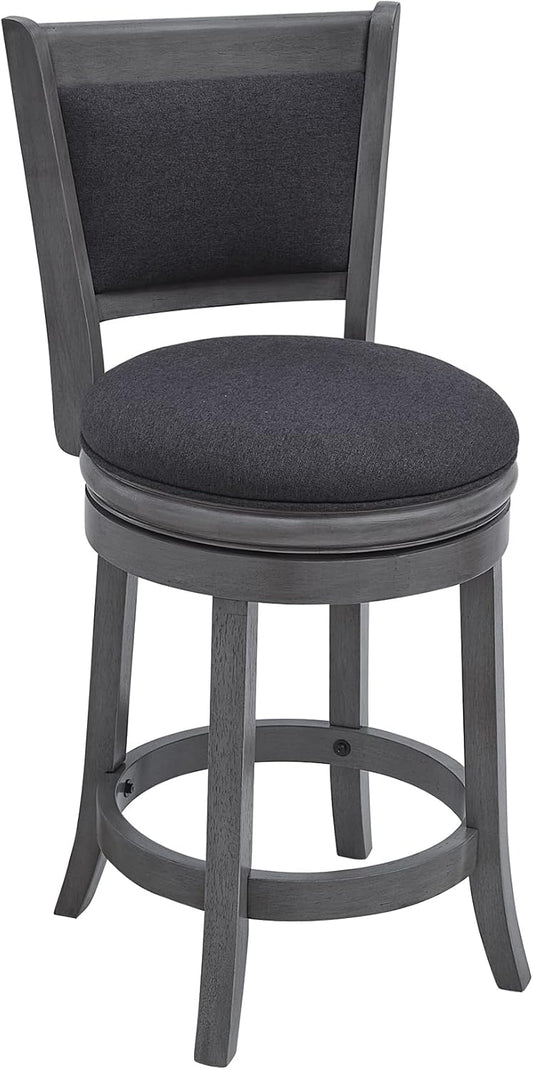 Ball & Cast Upholstered Swivel Counter Stools Kitchen Bar Stools 24" Seat Height Wooden Frame Stool Chair,Dark Grey (HSA-1102D-1)