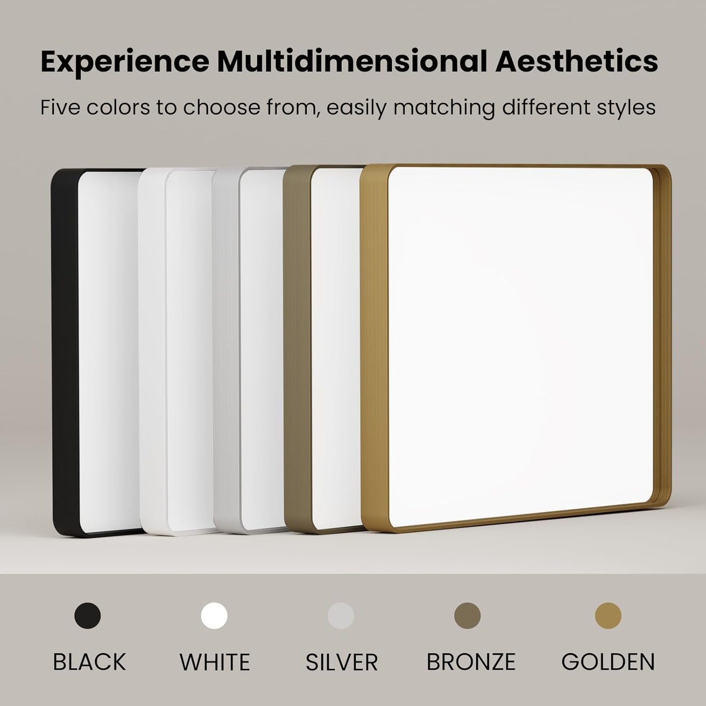 Gold Bathroom Mirror, 20x30 Inch Brushed Gold Metal Frame Mirror for Wall, Rounded Rectangle Bathroom Vanity Mirror, Tempered Glass, Anti-Rust, Horizontal/Vertical