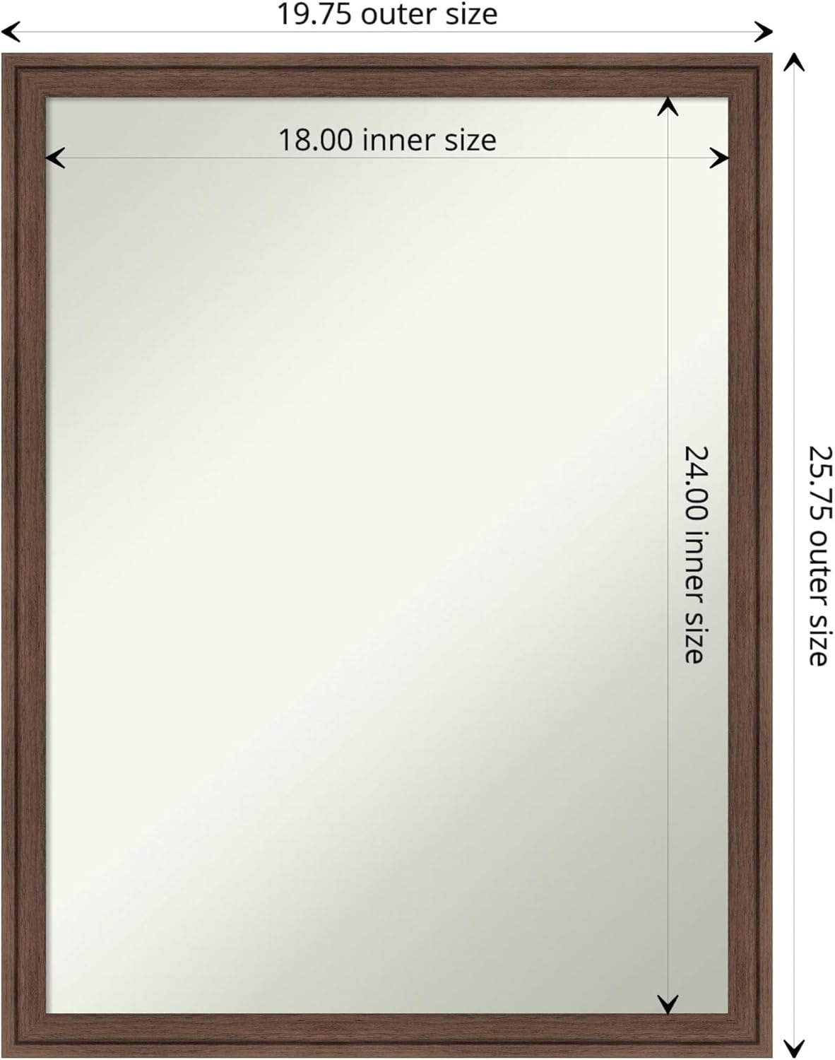 Amanti Art Brown Bathroom Mirror for Over Sink, 26x20 Florence Light Brown Rectangle Vanity Mirror, Medium Casual Frame, Hangs Horizonally and Vertically, Bathroom Wall Decor, Non-Beveled Edge
