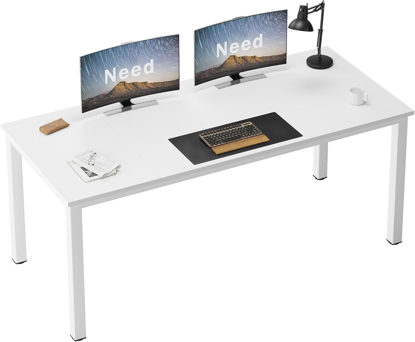 Need Large Computer Desk 70.8 x 31.5 inches Conference Table Large Office Desk Writing Table Workstation for Home Office,White ND-10FJGSAC3-180WW