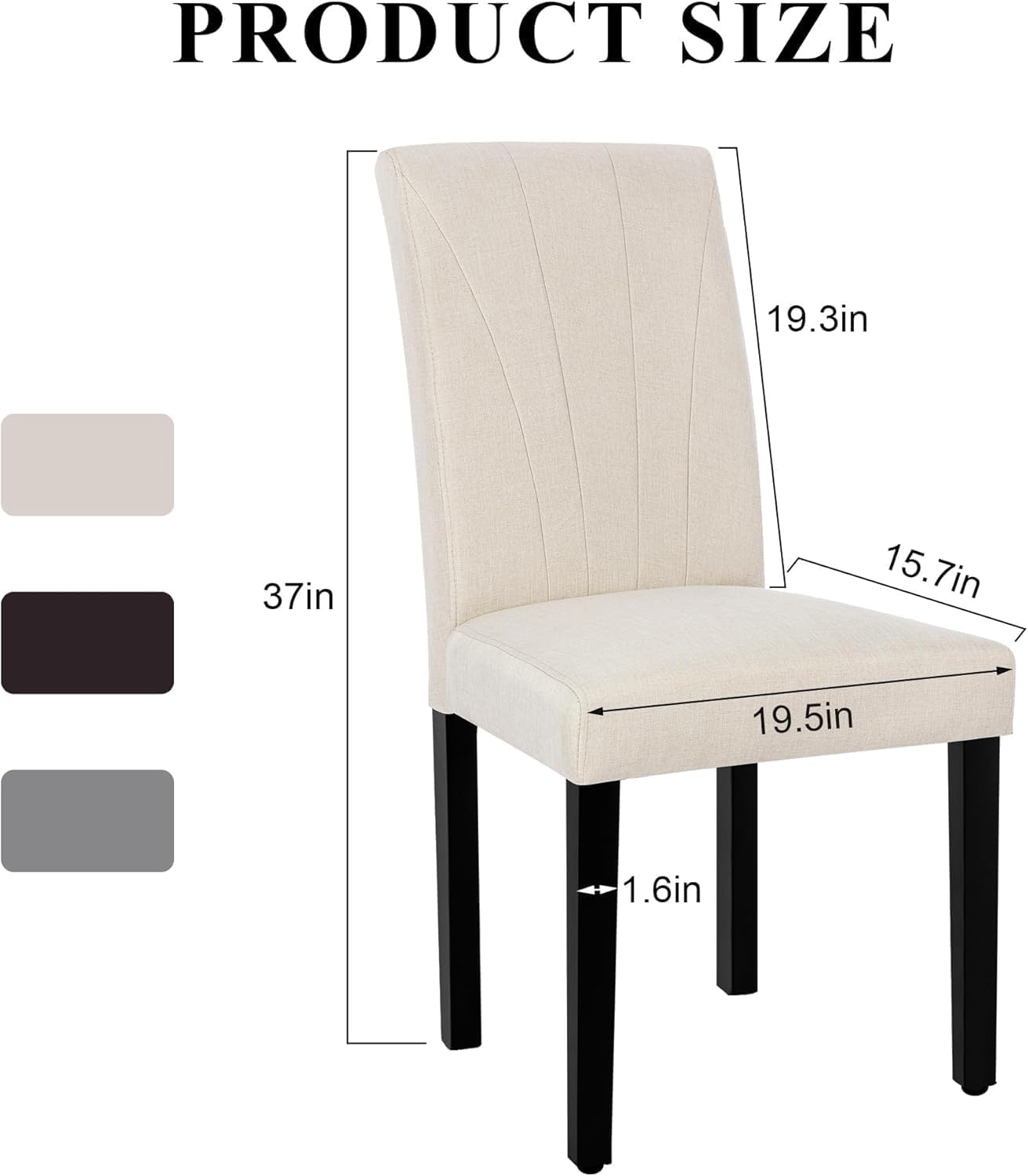 VECELO Upholstered Dining Chairs Set of 6, Modern Fabric and Solid Wood Legs & High Back, Parsons for Kitchen/Living Room- Beige
