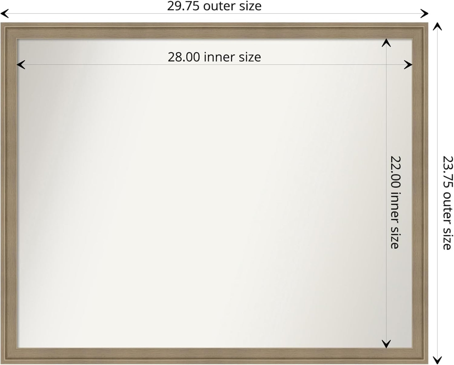 Amanti Art Grey Bathroom Mirror for Over Sink, 24x30 Florence Grey Rectangle Vanity Mirror, Large Casual Frame, Hangs Horizonally and Vertically, Bathroom Wall Decor, Non-Beveled Edge from WI, USA