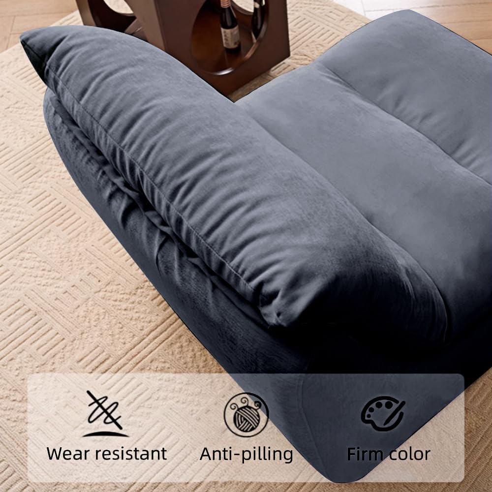 Bean Bag Chair - Memory Foam Bean Bag Chair for Adults, Comfy High-Resilience Single Sofa, Small Space Floor Chair, Chaise Lounge for Living Room, Bedroom (Dark Blue, Cushions)