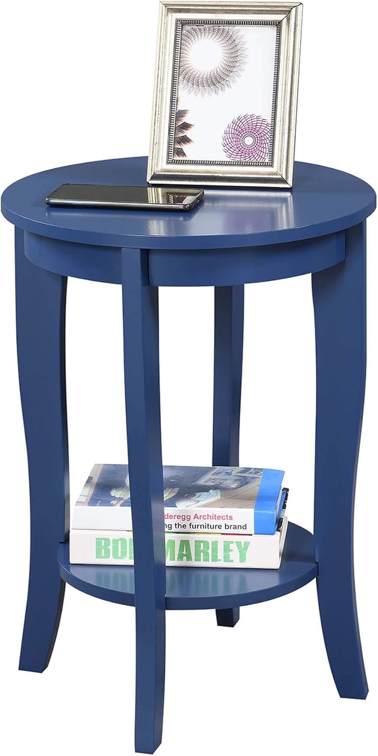 Convenience Concepts American Heritage Round End Table, Cobalt Blue