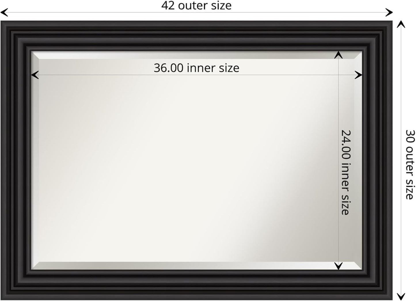 Amanti Art Black Bathroom Mirror for Over Sink, 30x42 Colonial Black Rectangle Vanity Mirror, Large Traditional Frame, Hangs Horizonally and Vertically, Bathroom Wall Decor, Beveled Edge
