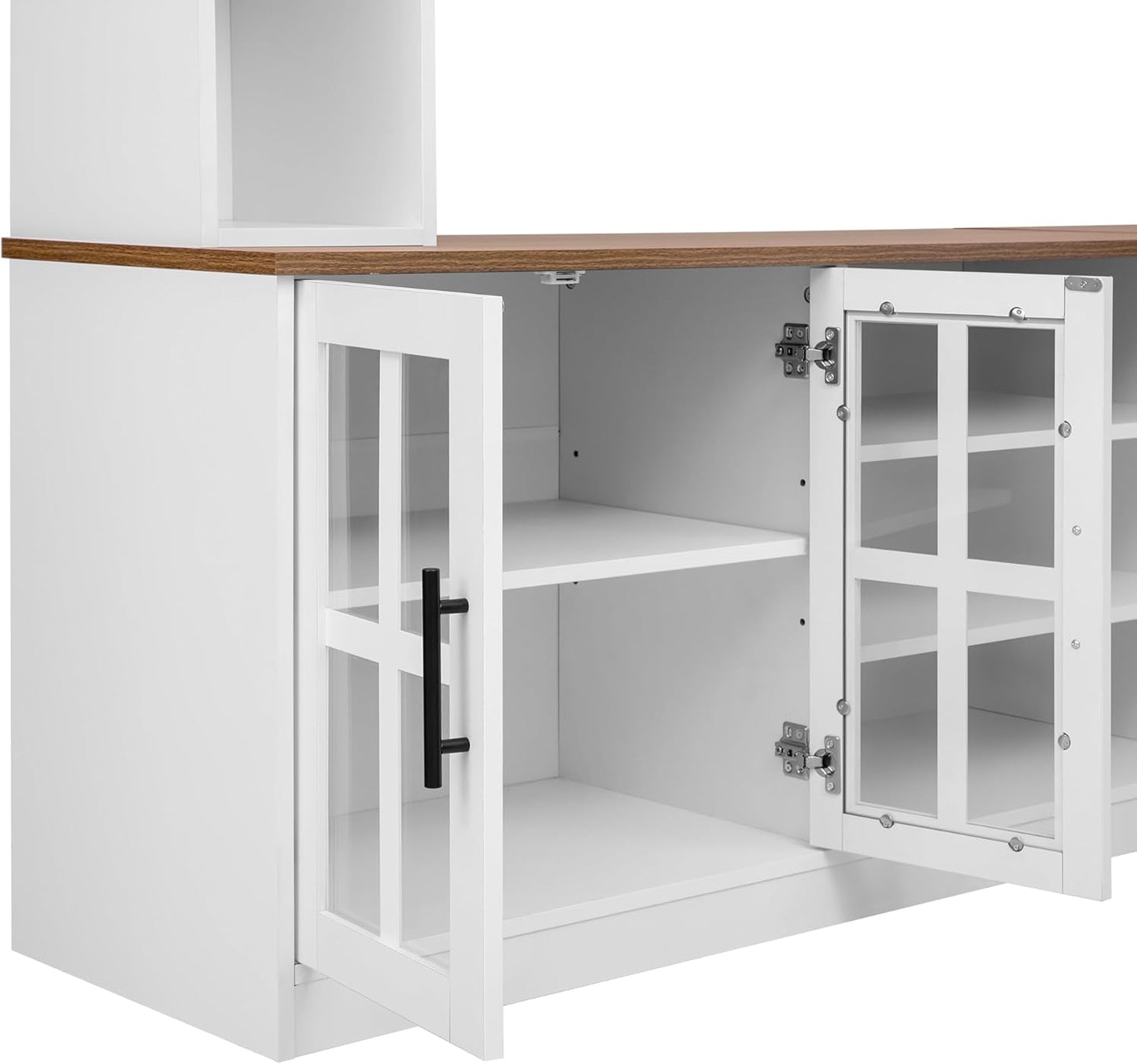 95.5" Entertainment Wall Unit Set with Bookshelves, Modern TV Stand for Televisions Up to 80", Large Media Console with Cabinets and Tempered Glass Doors for Living Room