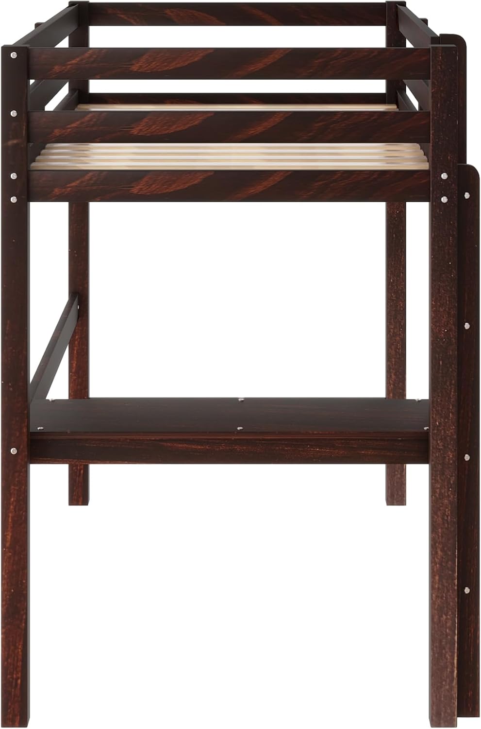 HomSof Modern Twin Loft Bed with Desk and Ladder,Ideal for Small Bedrooms,Espresso