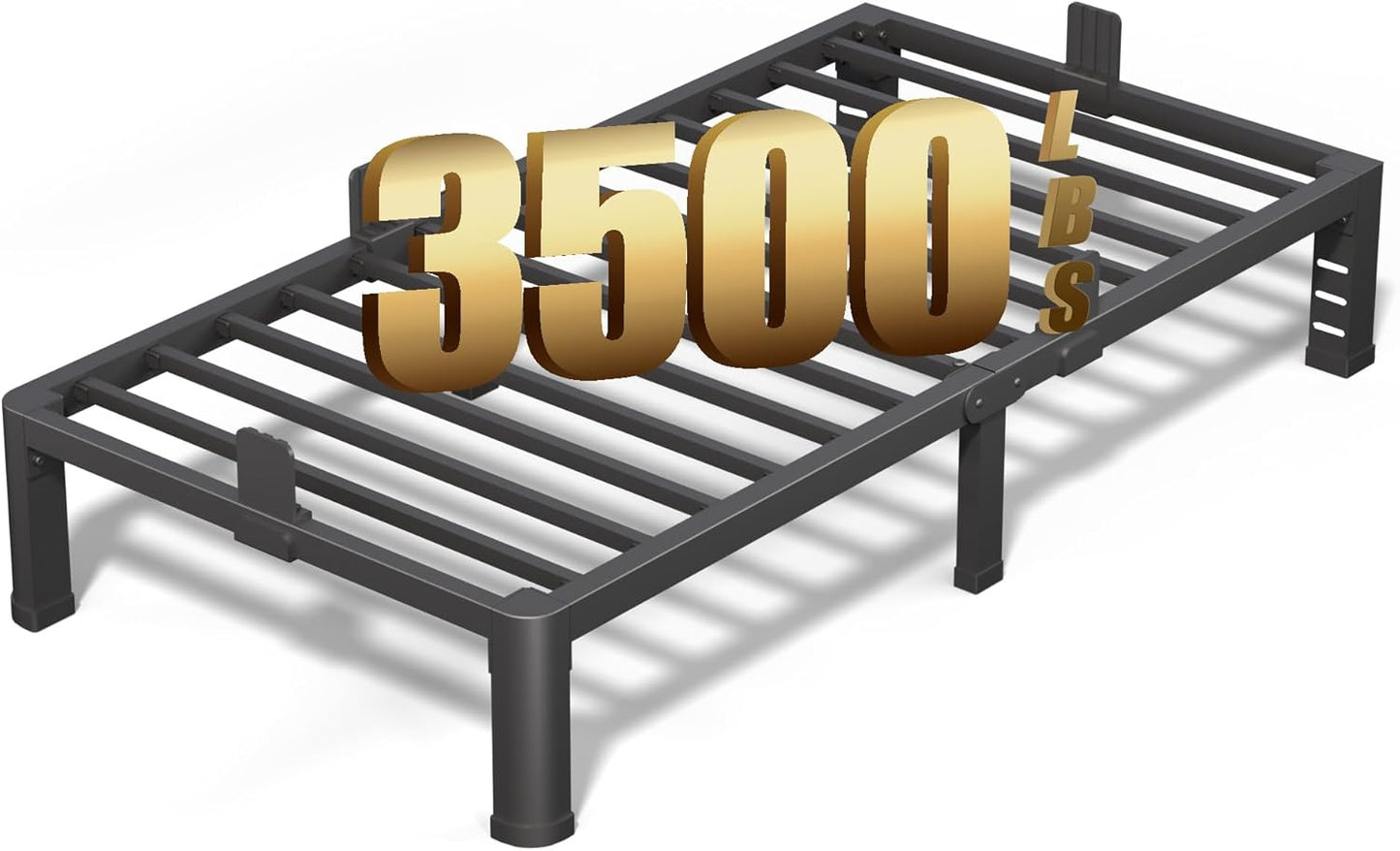 FUIOBYVV 10 Inch Twin XL Bed Frame with Rounded Corner and Headboard Hole Mattress Retainers 3500 LBS Metal Heavy Duty Steel Slats Support No Box Spring Needed Platform Noise Free Easy Assembly