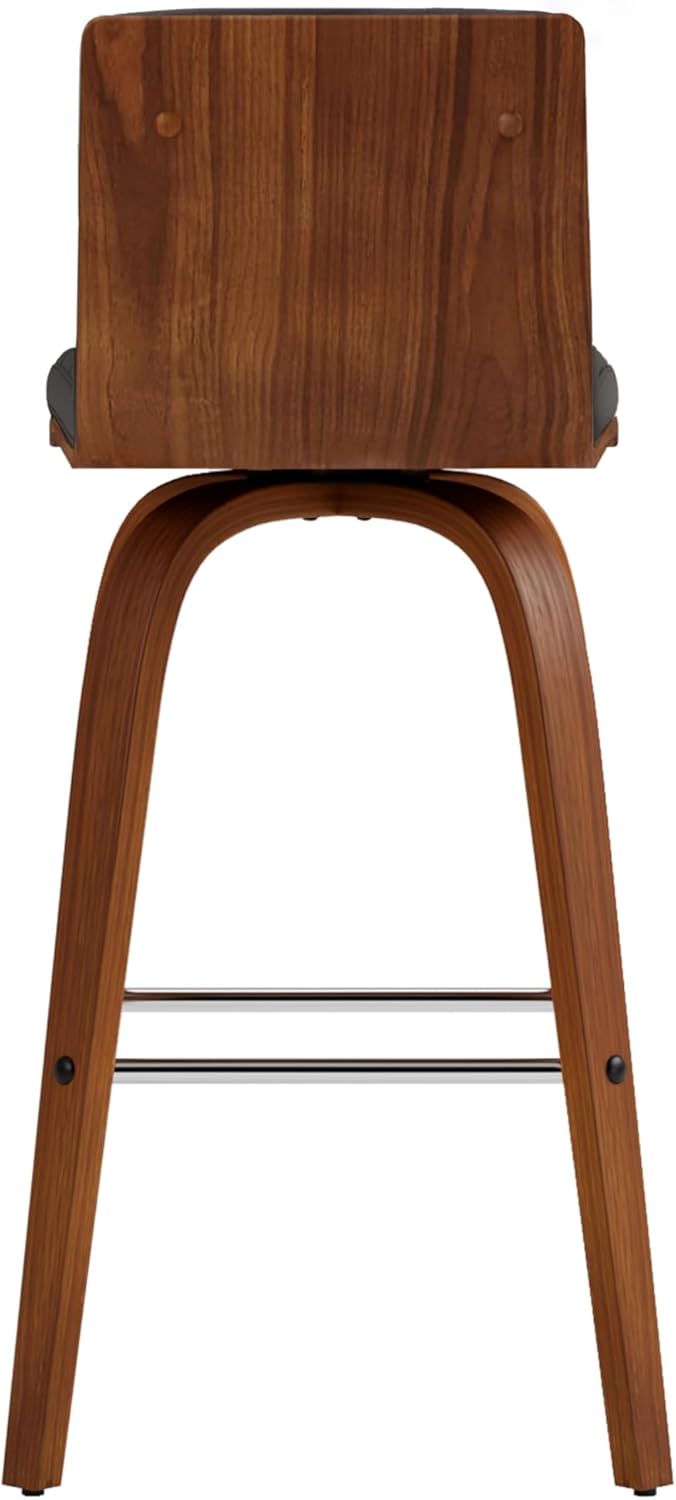 Armen Living Vienna 26" Swivel Counter Stool in Walnut Wood Finish with Gray Faux Leather - Set of 4