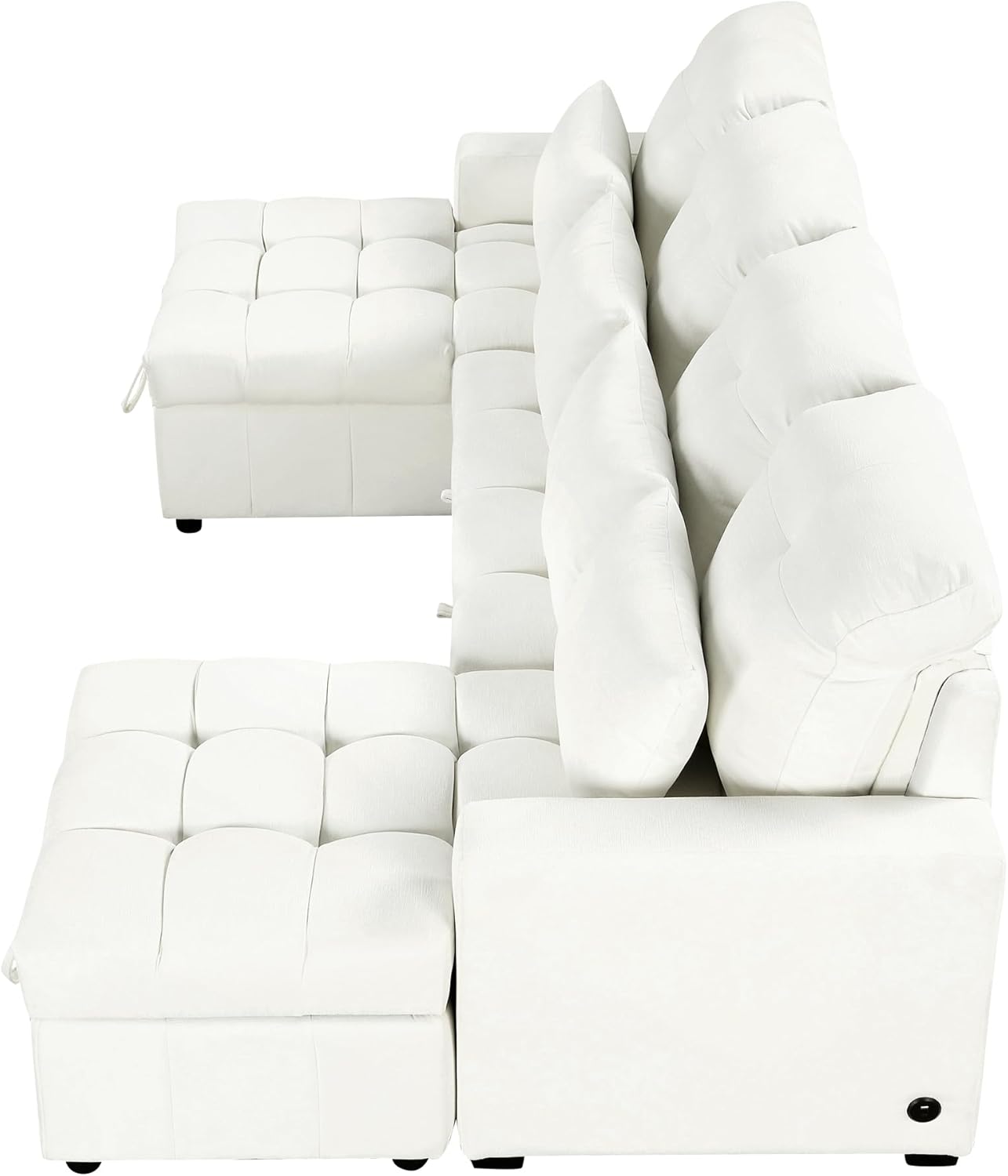 Ball & Cast 110.2" Oversized Versatile Sectional Sleep Sofa with Two USB Ports,U-Shape 4 Seat Pull-Out Couch w/Double Storage Chaise Lounges,for Living Room,Apartment,Office,Beige