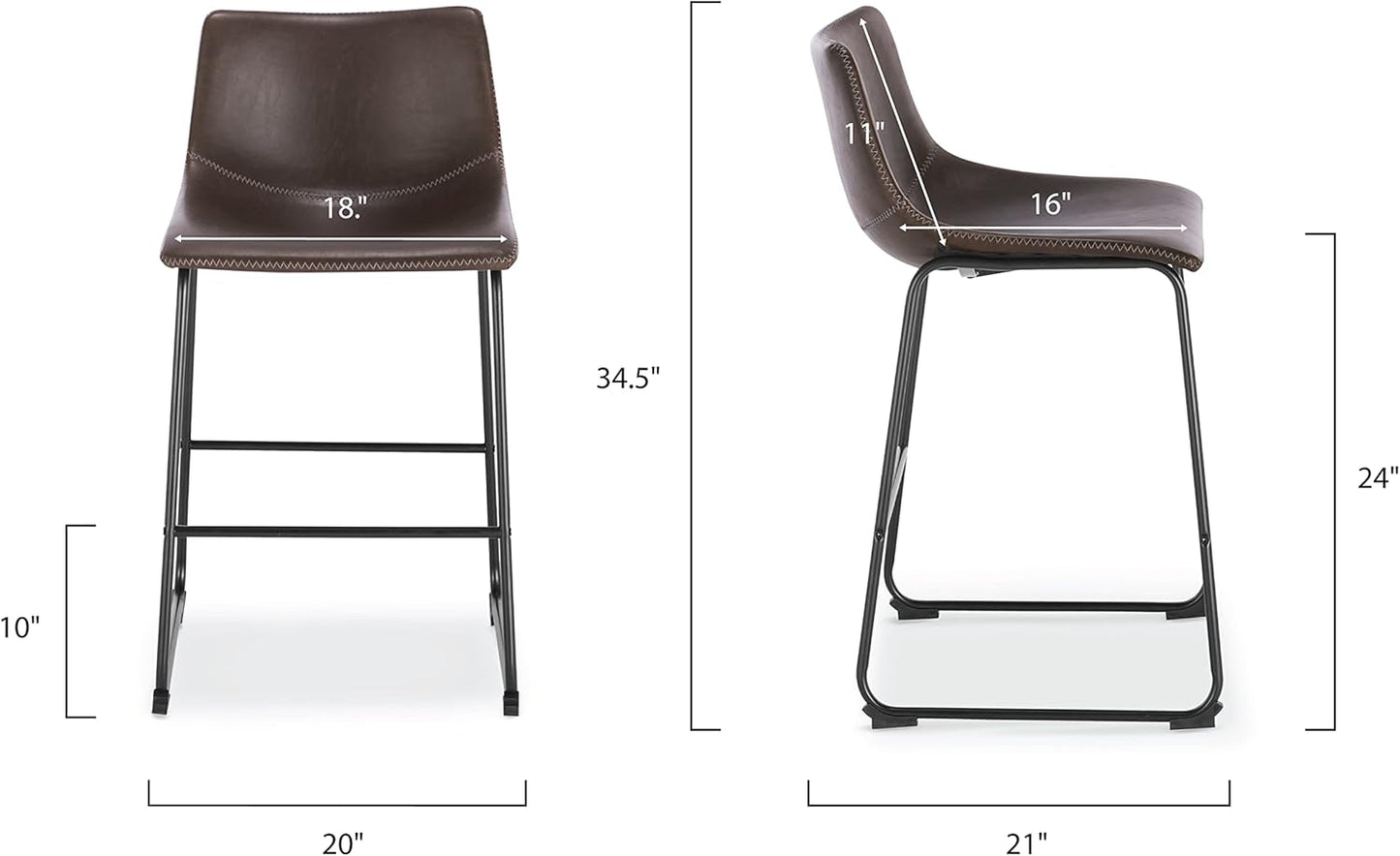 EdgeMod Brinley Counter Stool in Brown (Set of 3)