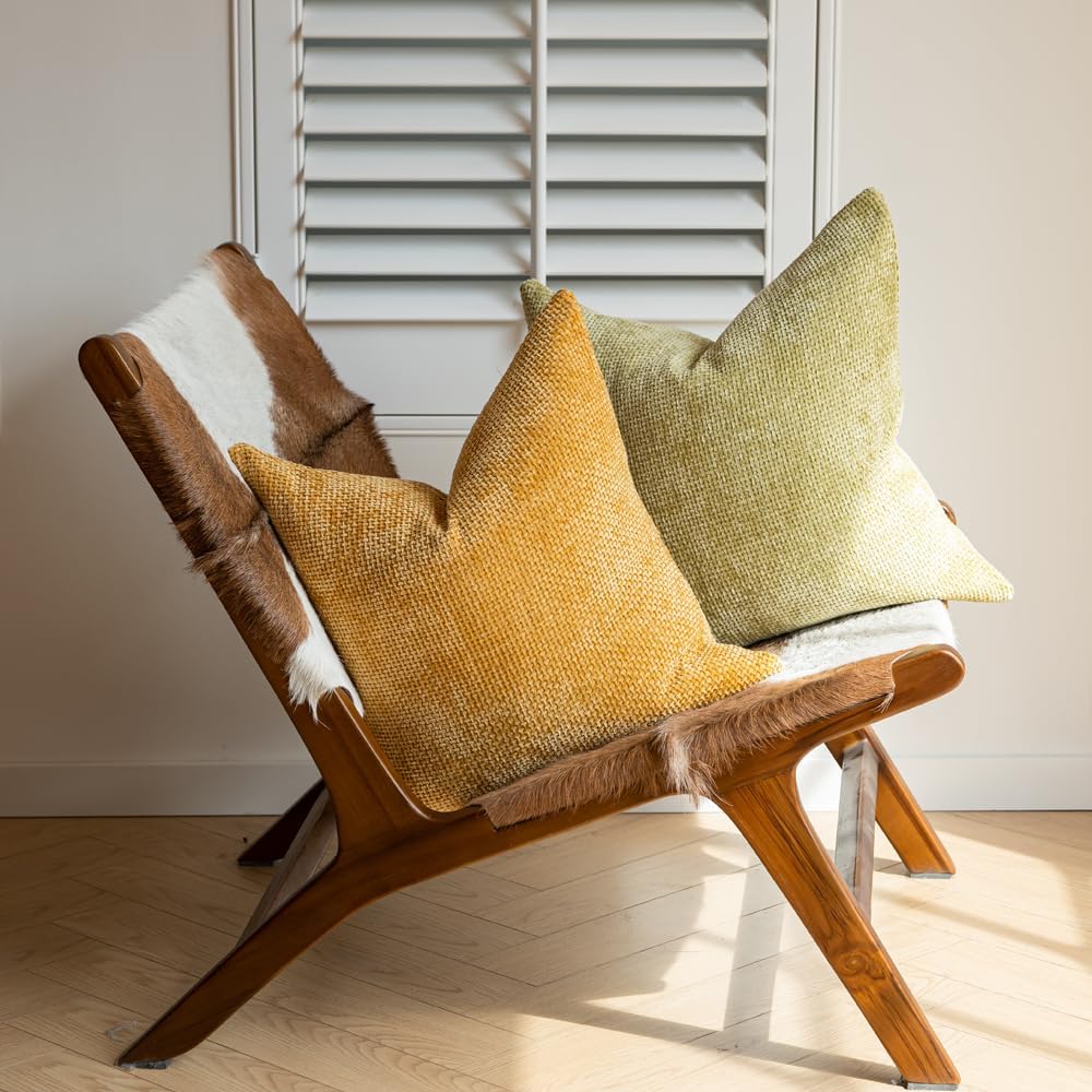 LANANAS Neutral Decorative Throw Pillow Covers 18x18 Inch for Living Room Couch Bed Sofa Farmhouse Boho Home Decor Set of 4 Soft Corduroy Accent Luxury Cushion Cases (Orange Green, 18x18)