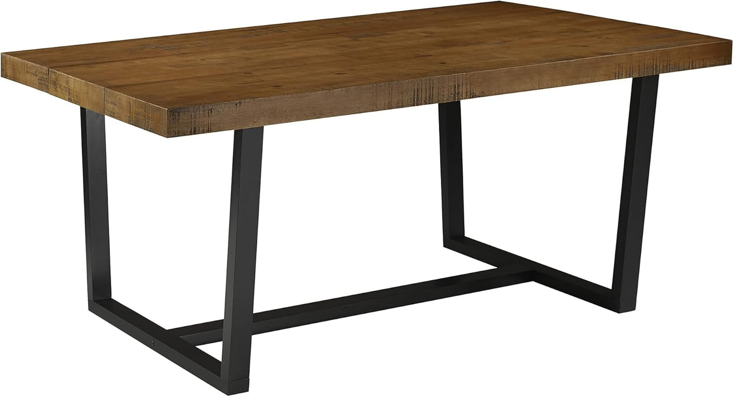 Walker Edison Durango Distressed Solid Wood Dining Table, 72 Inch, Rustic Oak