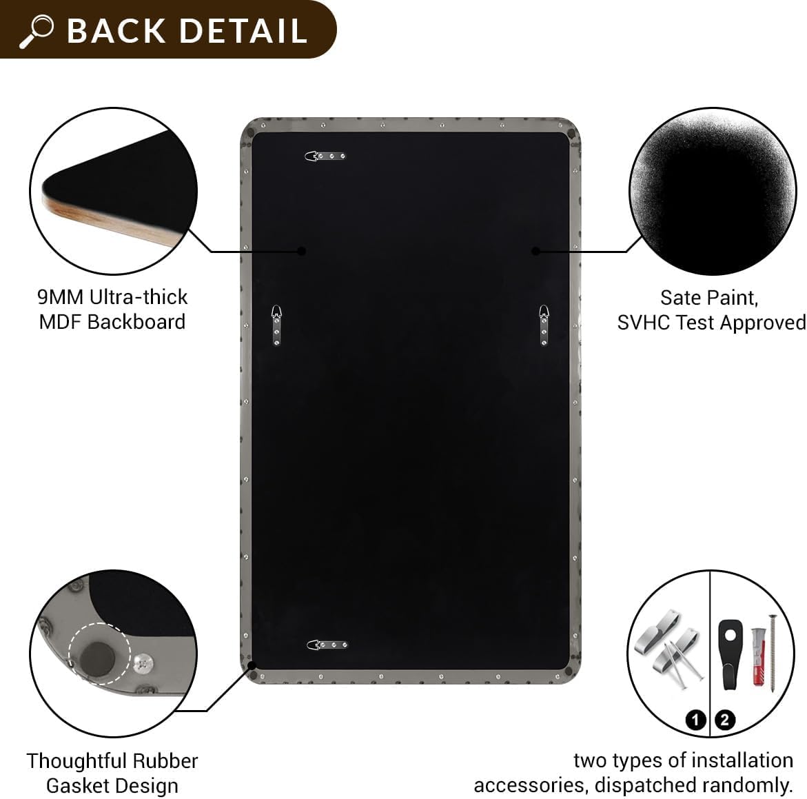 ANDY STAR 30"x48"Chrome Bathroom Mirror, Large Wall Mirror for Bathroom, Rounded Rectangle Mirror in Premium Stainless Steel Metal Frame Hangs Horizontal Or Vertical