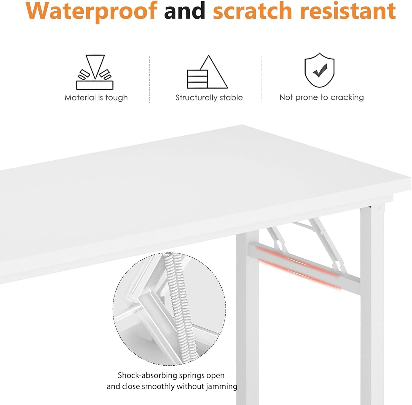 DlandHome 47 inches Folding Table Computer Desk Portable Table Activity Table Conference Table Home Office Desk, Fully Assembled White DND-ND5-120WW