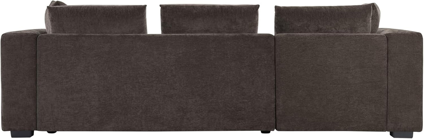 Ball & Cast Modular L-Shaped Sectional Sofa with Storage - 93.8" Chenille Fabric Couch, Deep Seating & Matching Pillows, Modern Living Room Furniture,Brown