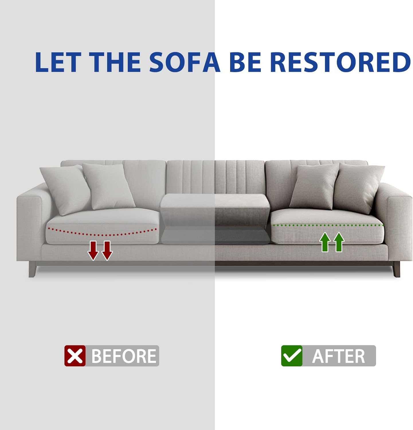 Sofa Couch Cushion Support for Sagging Seats, Trapezoidal 20" x 20" High Density Foam Replacement for Sofa Furniture Seats, Set of 3