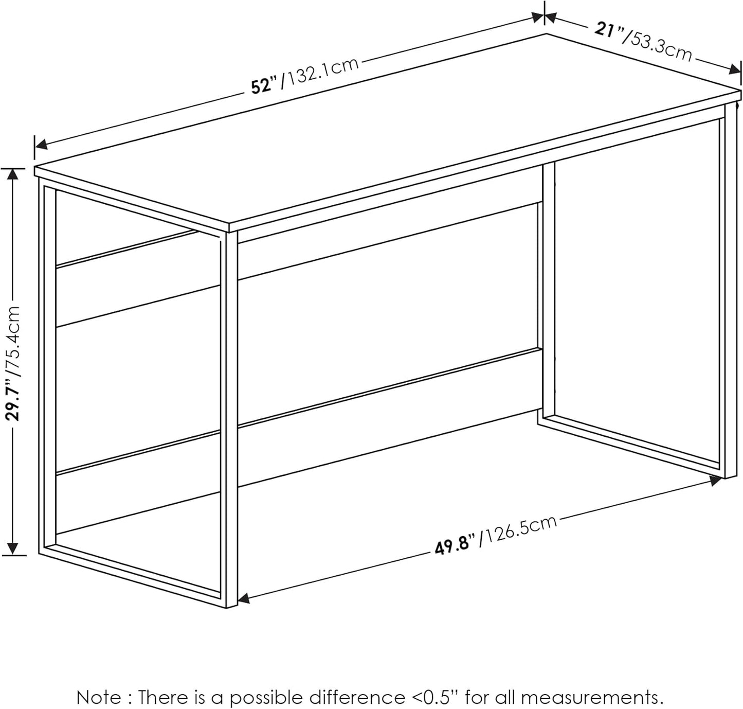 Furinno Moretti Modern Lifestyle Enhanced Study Desk 52 Inch, 52-Inch, Columbia Walnut