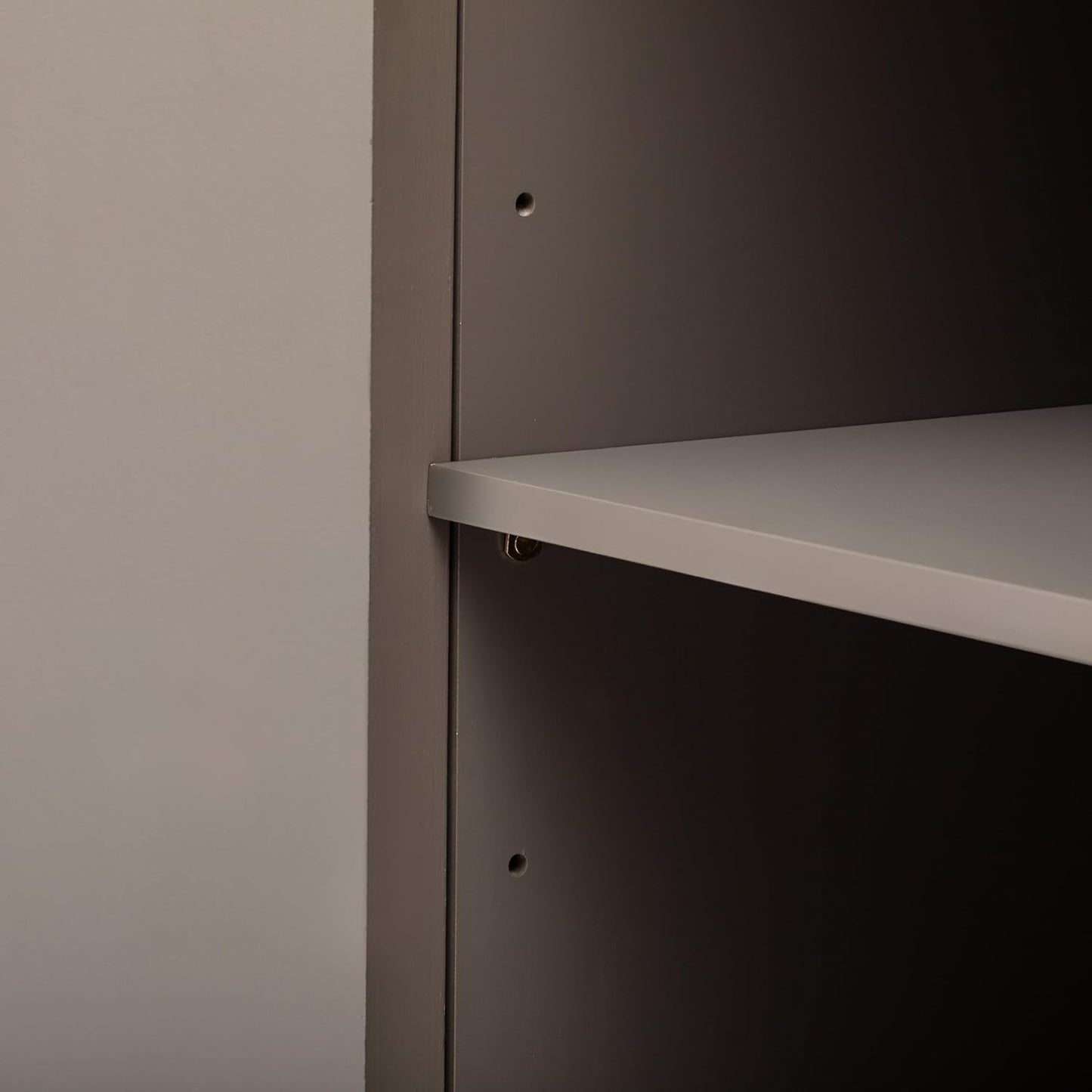 Merax 63" Large Sideboard, Vertical Striped Storage Cabinet with 4 Door, Metal Handles, Adjustable Shelf, Suitable for Study, Entryway and Living Room, Brown