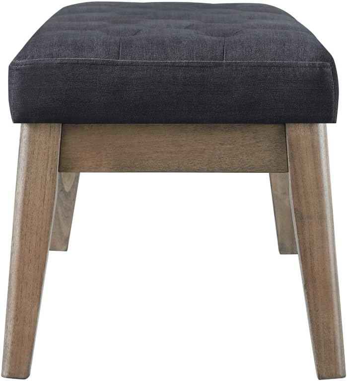 24KF Velvet Upholstered Buttons Tufted Entryway Bench with Solid Wood Leg,Bed Bench Ottoman with Padded Seat,5034-Midnight