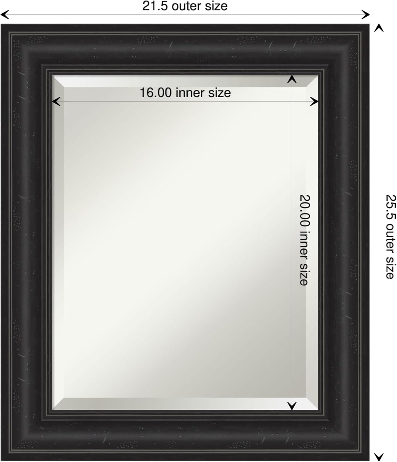 Amanti Art Black Bathroom Mirror for Over Sink, 26x22 Shipwreck Black Rectangle Vanity Mirror, Small Rustic Farmhouse Frame, Hangs Horizonally and Vertically, Bathroom Wall Decor, Beveled Edge