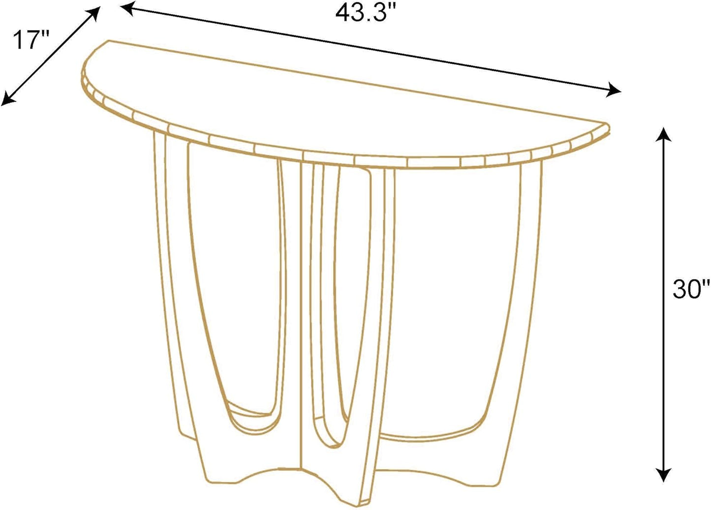 FINECASA Half-Moon Console Table, Semicircle Narrow Side Table, 43.4x17x30 Inches, Gray
