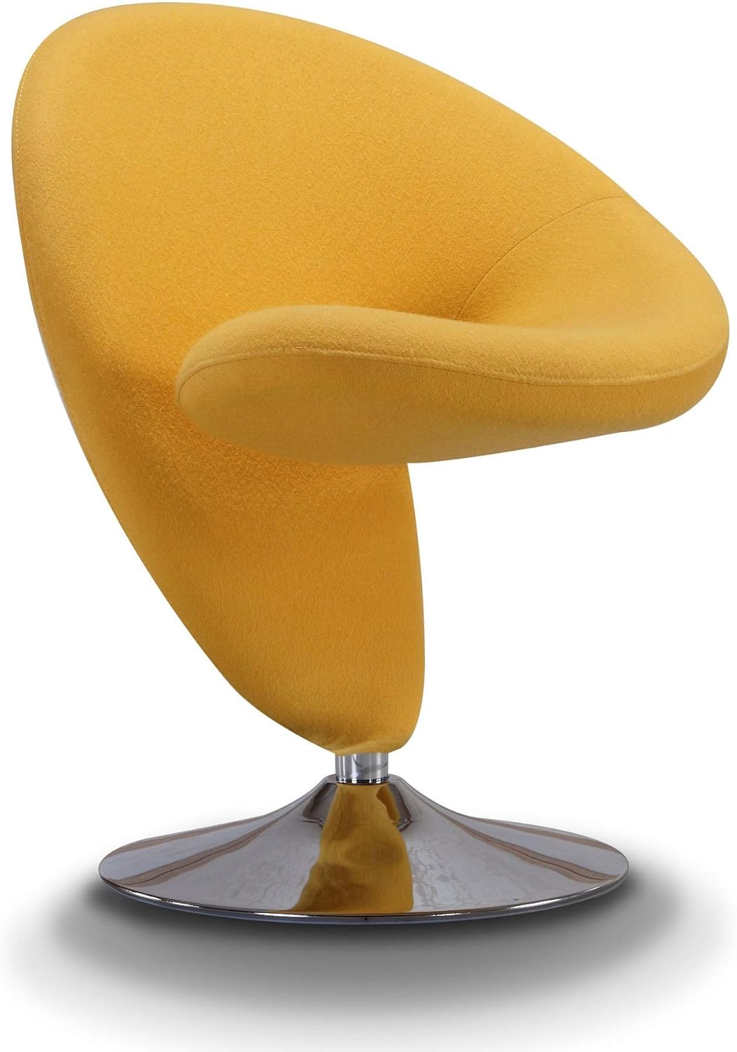 Manhattan Comfort Curl Swivel Accent Chair Set of 2 with 360° Turn, Fully Assembled, Upholstered in Wool Blend, Modern Ergonomic Design with Polished Chrome Base, Living Room & Office, Yellow