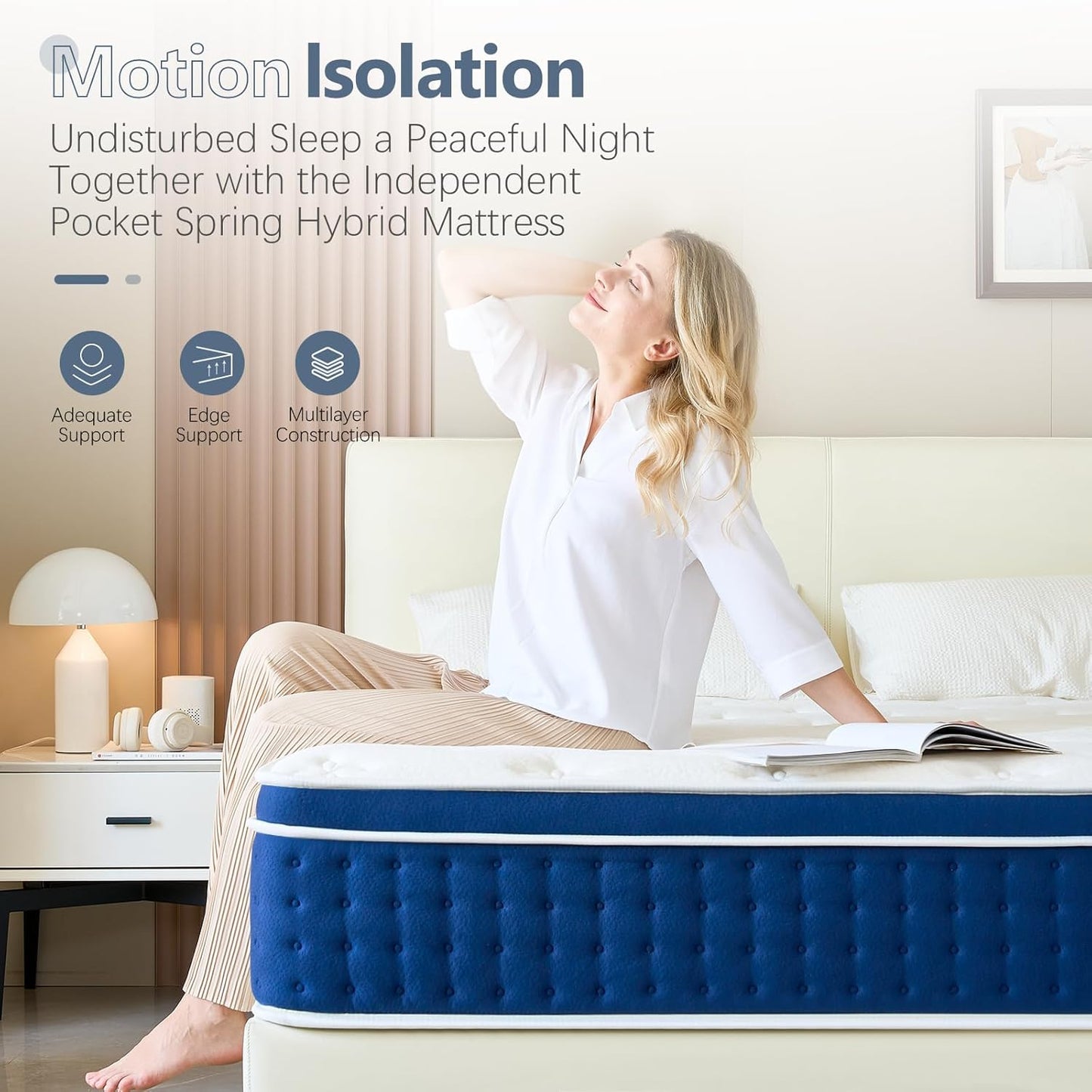 Full Size Mattress, 12 Inch Hybrid Full Mattress in a Box, Gel Memory Foam and Pocket Coils Innerpring Mattresses with Ergonomic Design, Cooler Sleep with Pressure Relief and Support, 54"*75"*12"