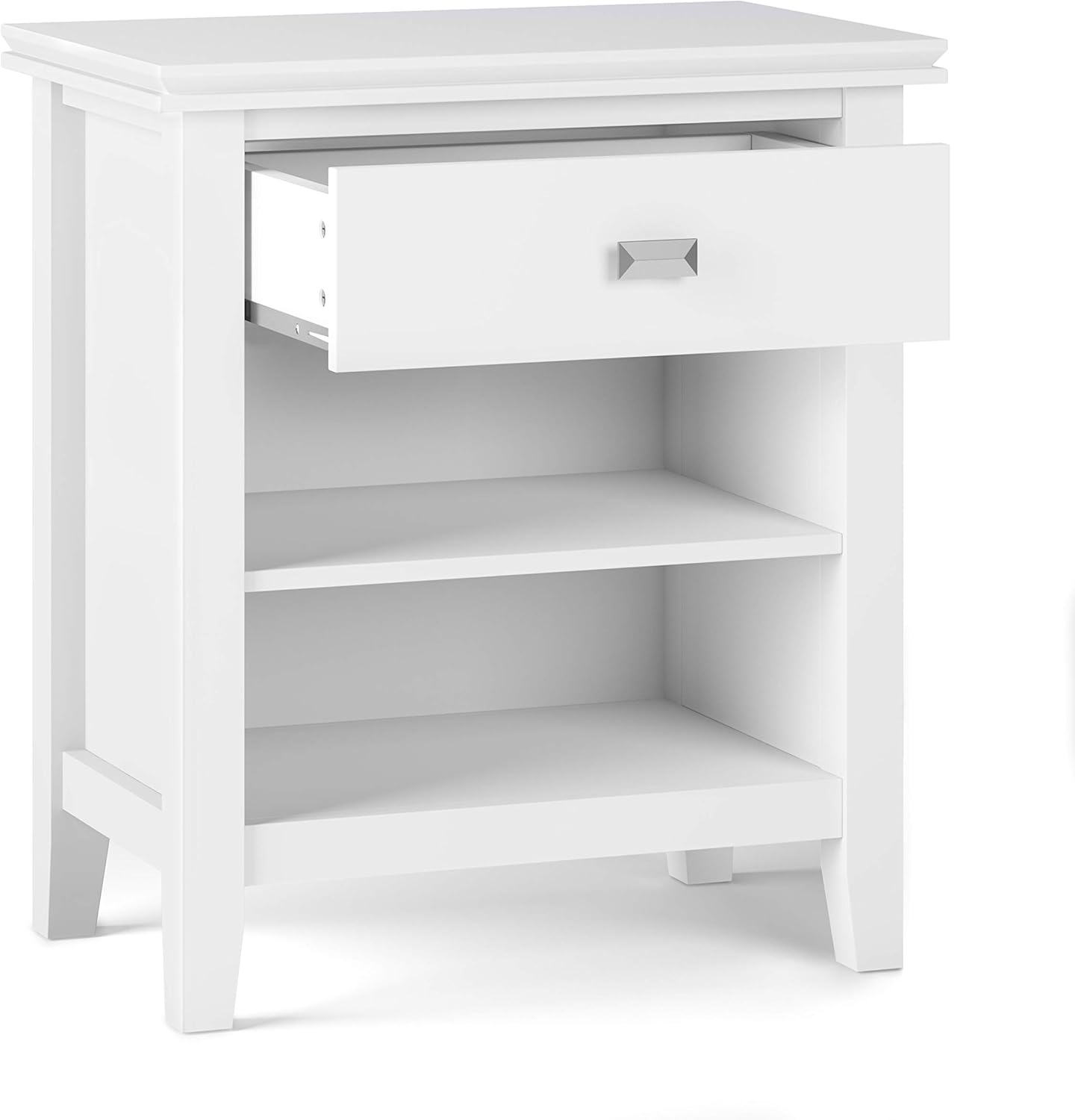 SIMPLIHOME Artisan SOLID WOOD 24 inch Wide Transitional Bedside Nightstand Table in White for the Living Room and Bedroom