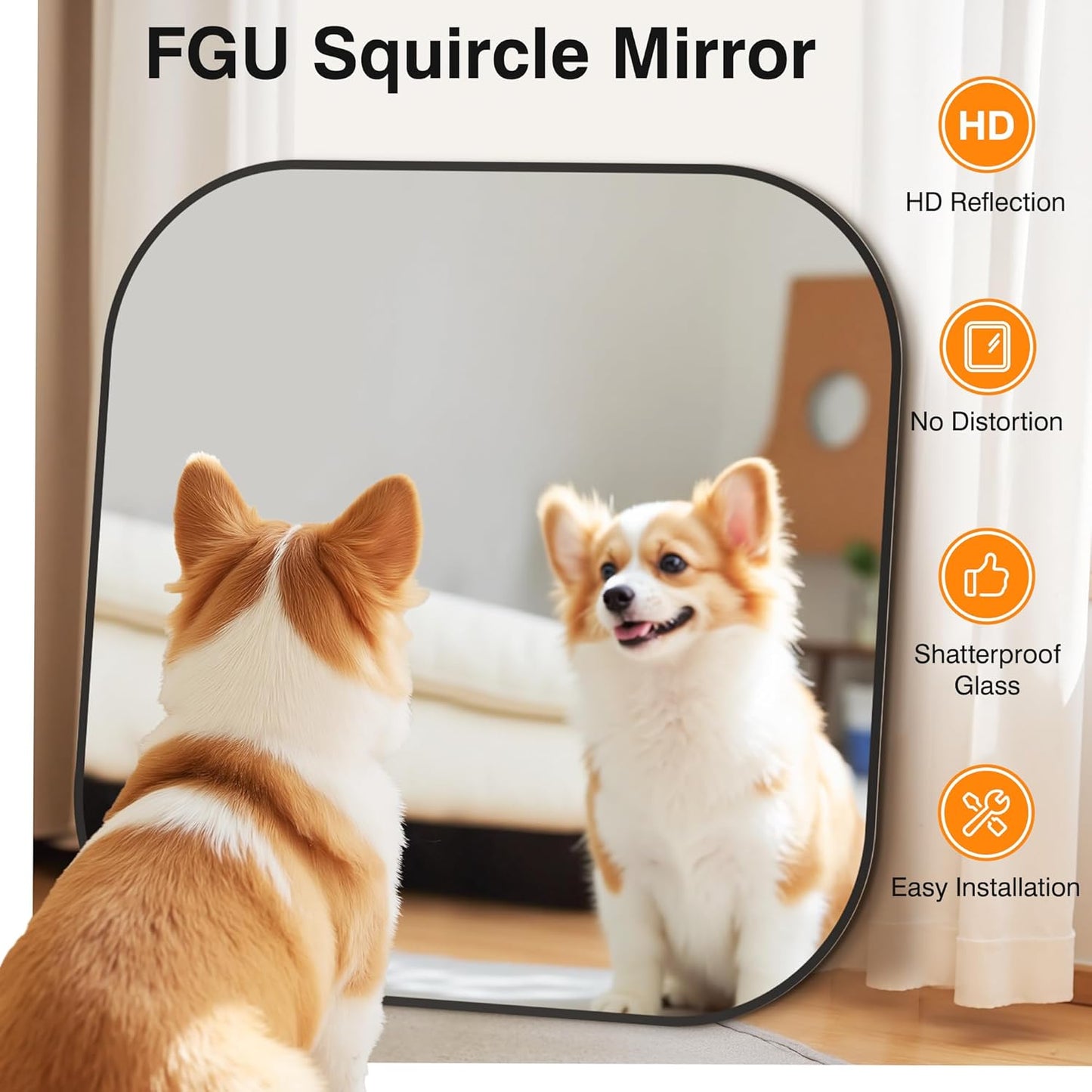 Bathroom Mirrors for Over Sink, 35x35 Vanity Squircle Mirror for Bathroom Sink, HD Shatterproof Square Wall Mirror for Bathroom Washroom Lavatory Restroom Metal Frame