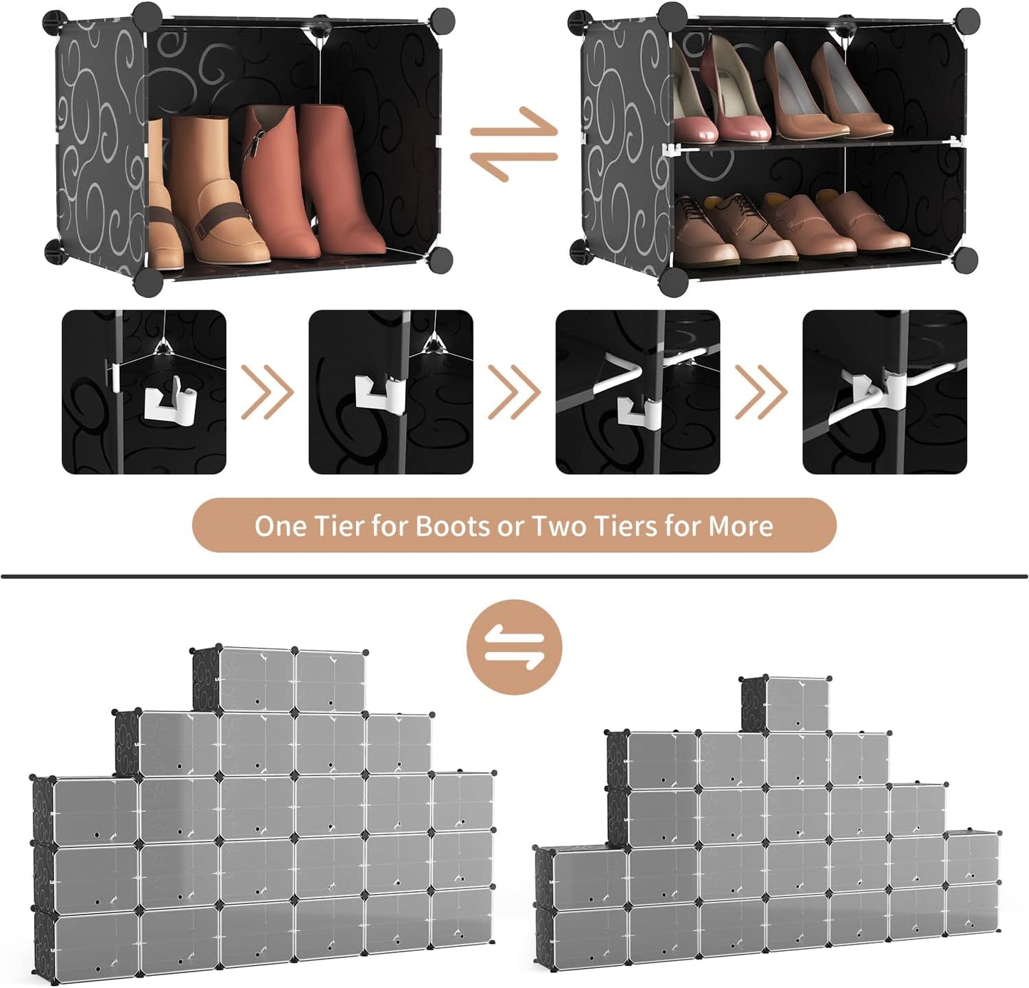 ROJASOP Shoe Storage Cabinet, 12-Tier Shoe Organizer 96 Pairs Extra Large Plastic Shoe Rack with Covers Portable Shoe Rack Organizer with Doors Big Shoe Rack for Closet Entryway Bedroom