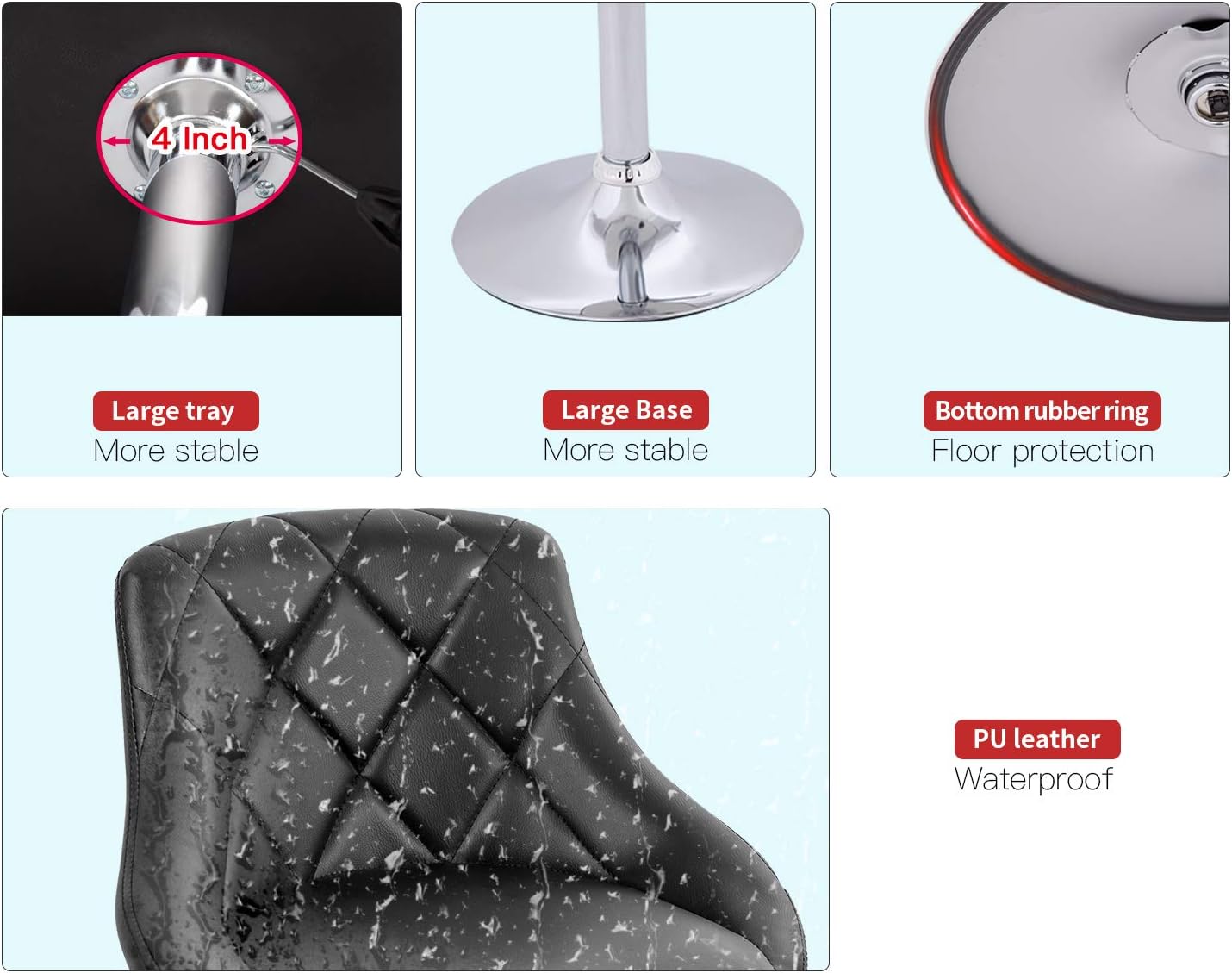 BestOffice Counter Height Bar Stools Set of 2 Bar Stools Swivel Stool Height Adjustable Bar Chairs with Back PU Leather Swivel Bar Stool Kitchen Counter Stools Dining Chairs