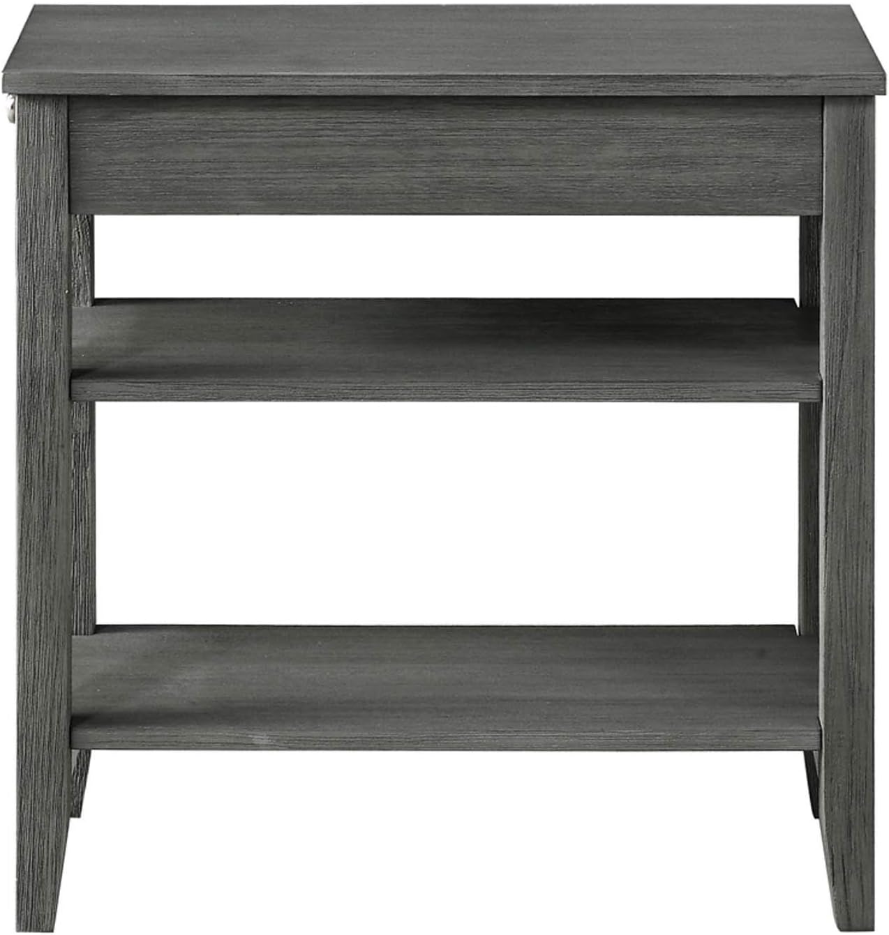 Convenience Concepts American Heritage Chairside End Table with Drawer 23.5" - Classic Living Room Table with Storage Shelf, Bedroom Nightstand, Wirebrush Dark Gray