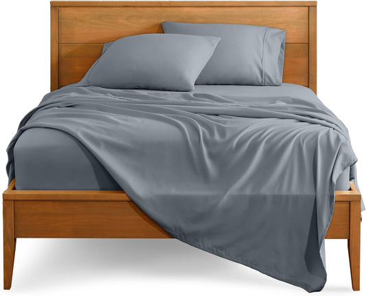 Bare Home Queen Sheet Set - 1800 Ultra-Soft Microfiber Queen Bed Sheets - Double Brushed - Deep Pockets - Easy Fit - 4 Piece Set - Bed Sheets (Queen, Steel Blue)