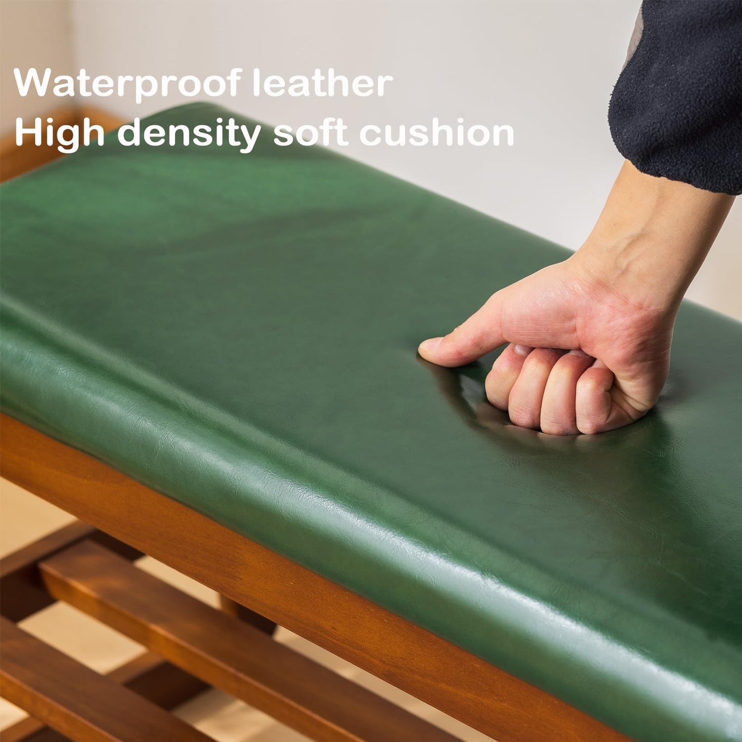 Shoe Rack Bench, Solid Wood Entryway Bench with Flip-Open Storage Box for Entry, Hallway (Green-21.65")