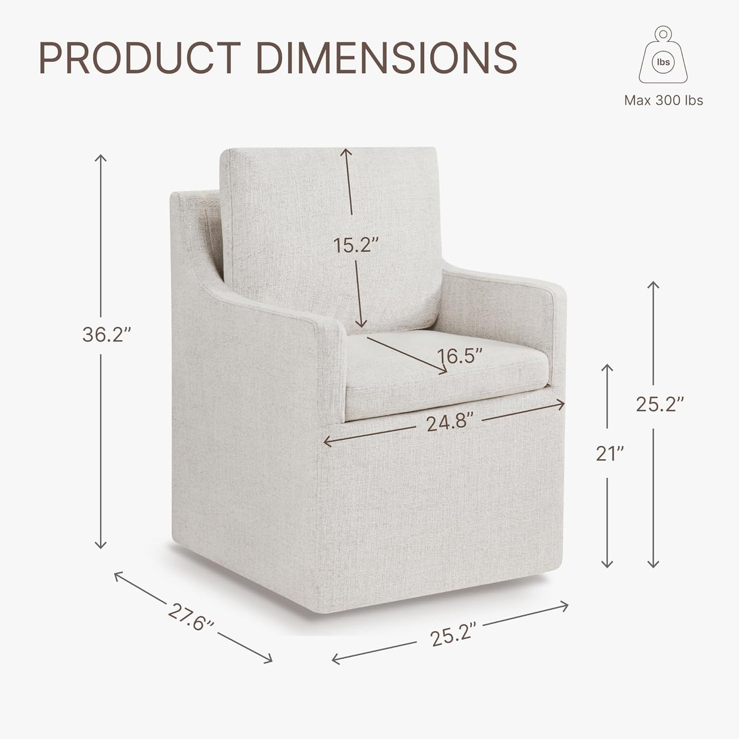 Upholstered Dining Chairs with Casters Easy Assembly Modern Accent Armchair with Rollers for Diningroom Bedroom Livingroom Reading Room,Linen,2 Boxs