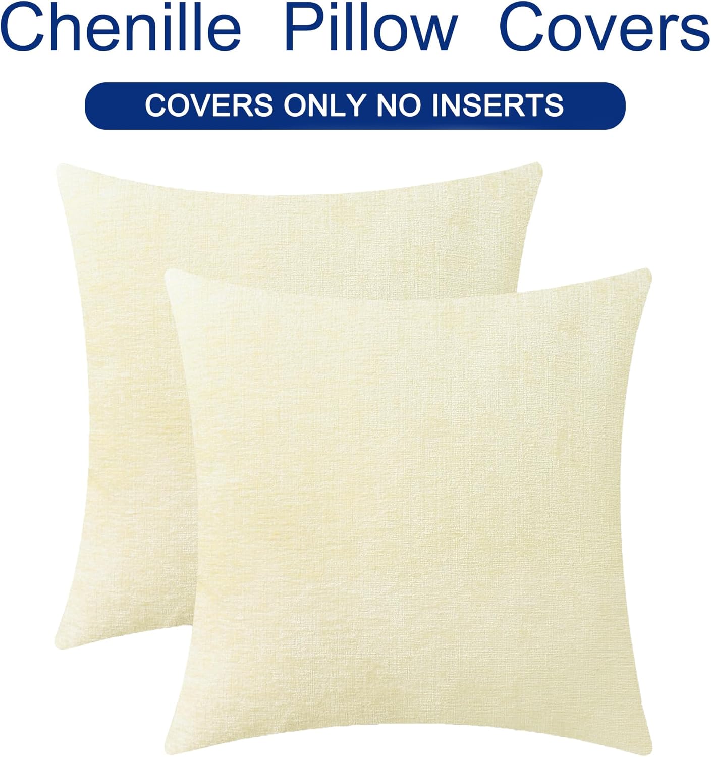 CaliTime Throw Pillow Covers Decorative 16 X 16 Inches Pack of 2 Cozy Chenille Cushion Cases for Couch Sofa Bed Living Room Home Beige