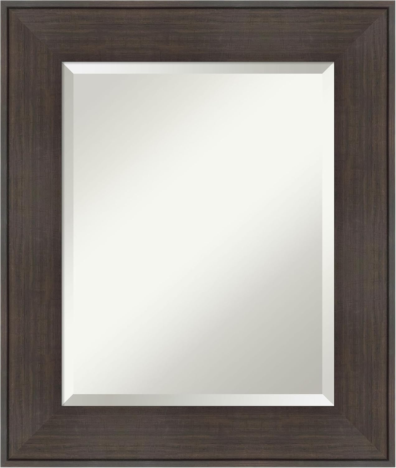 Amanti Art Brown Wall Mirror 26x22 William Rustic Woodgrain Rectangle Bathroom Mirror for Wall Decor Living Room, Small Classic Frame, Hangs Horizonally and Vertically, Bathroom Decor, Beveled Edge