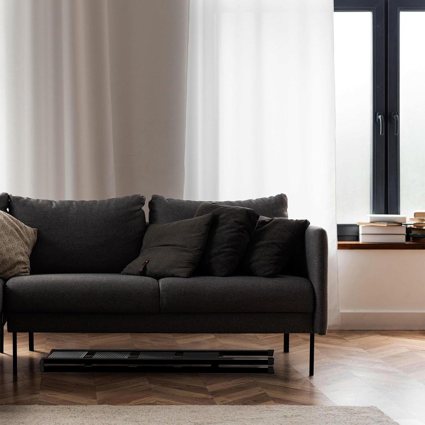 Lightweight Folding Step Ladder Household, Aluminum 4 Step Ladder Foldable for Home, Sturdy Step Stool for Adults 330 Lbs - Black