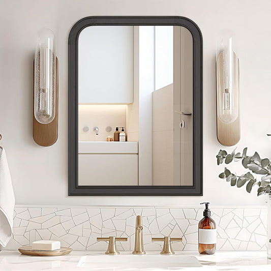 WallBeyond Wood Mirror for Wall Decor 18x24 Inch Small Bathroom Vanity Rectangle Mirror for Hallway Bedroom Living Room(Horizontal/Vertical Black)