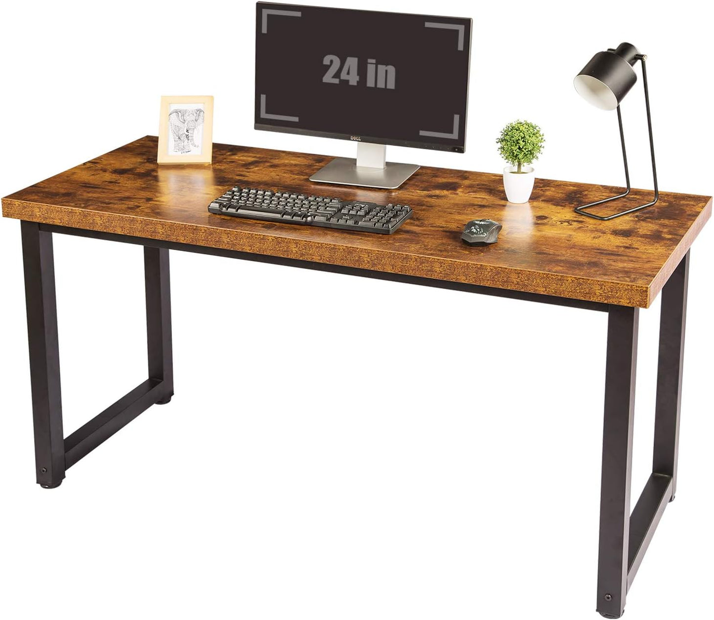 TOPSKY 59" Big Large Computer Office Desk 1.88" Thickness Desktop (Rustic Brown)