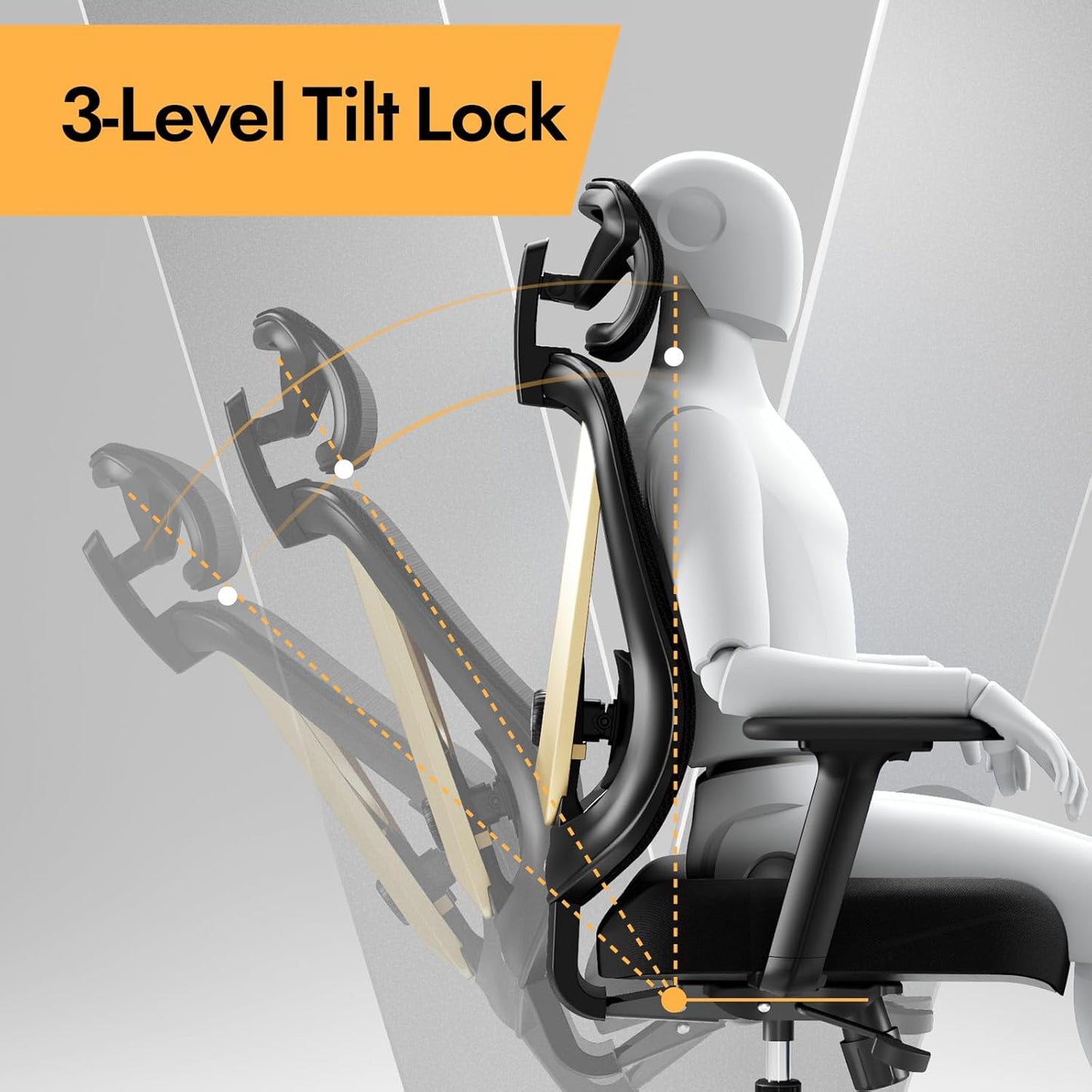 Ergonomic Mesh Office Chair - 3D Adjustable Lumbar Support & 3D Armrests, V-Shaped Back, Adjustable Desk Chair for Office & Home, Black and Gold