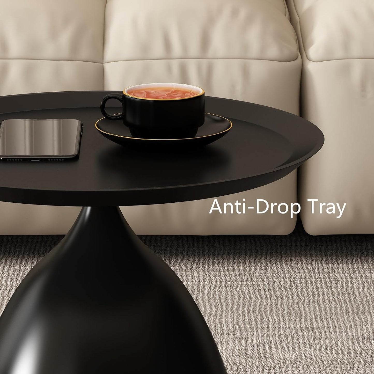 Nesting Tables, Black Side Tables, Modern End Tables for Living Room Nesting Coffee Table Set of 2,Console Table Pedestal Tables