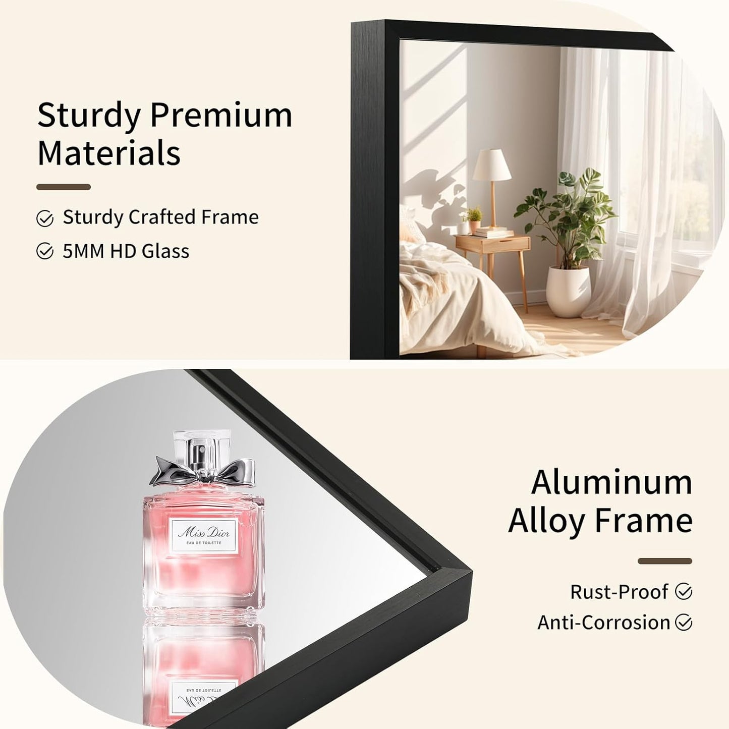 Matte Black Mirror, 24x32 Inch Aluminum Framed Rectangle Mirror, Anti-Rust, Tempered Glass, Square Corner Wall Mirror for Over Sink, Vanity, Bedroom, Entryway, Horizontal/Vertical