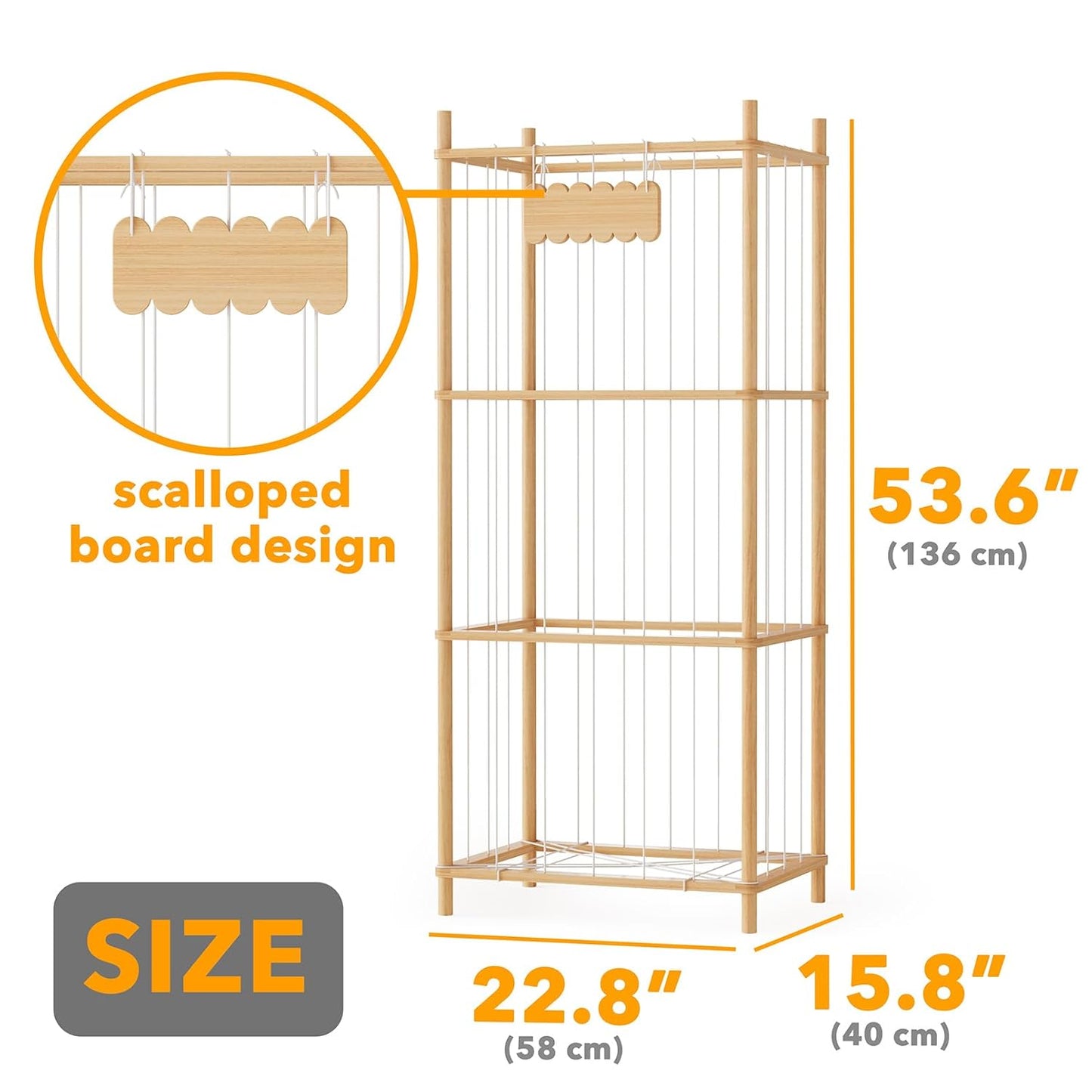 SpaceAid Stuffed Animal Storage Organizer, Wood Animals Zoo Toy Plushies Storage Holder, Large Capacity Plush Toy Cage for Playroom Organization, 22.8" Wide, Natural