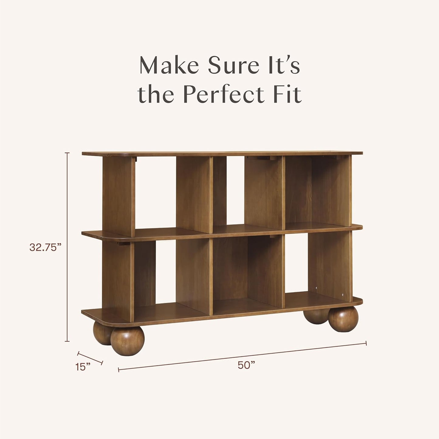 Babyletto Bondi Assembled Open Bookcase Kids Book Case w/Wide 6-Cube Montessori Wooden Book Shelves for Bedroom/Playroom/Living Room/Office - Modern Wood Bookshelf - Natural Walnut