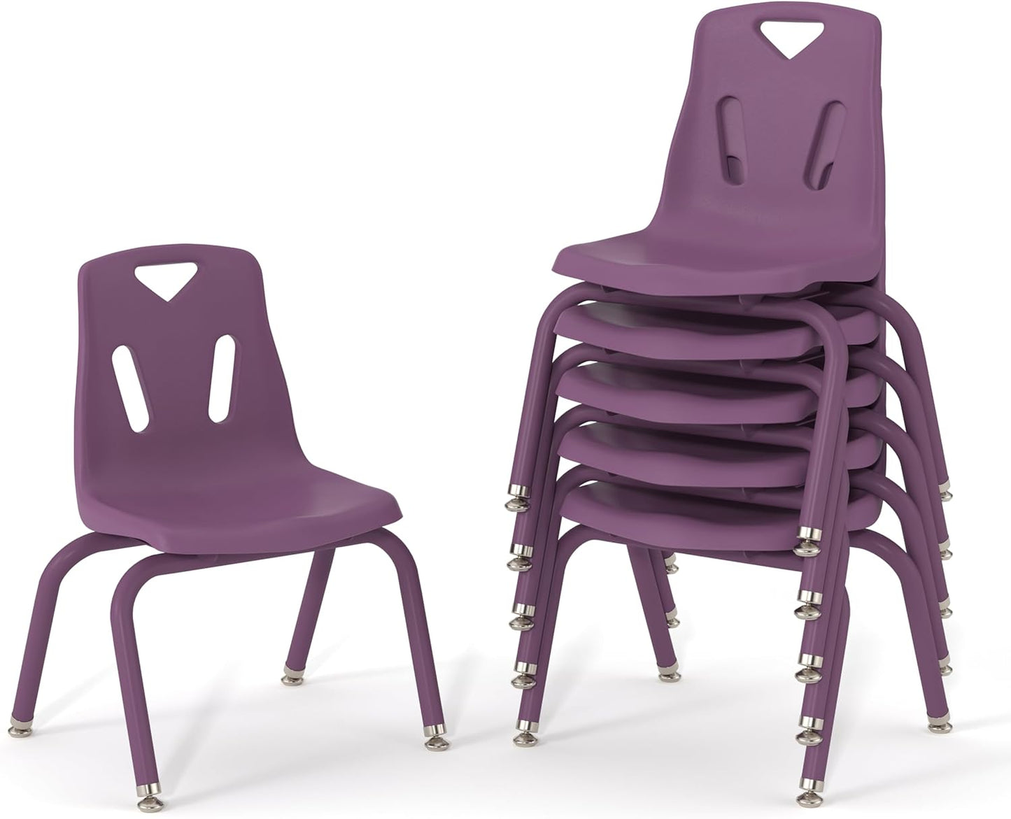 Berries Jonti-Craft 8122JC6004 Stacking Chairs with Powder-Coated Legs, 12" Height, Purple, Pack of 6