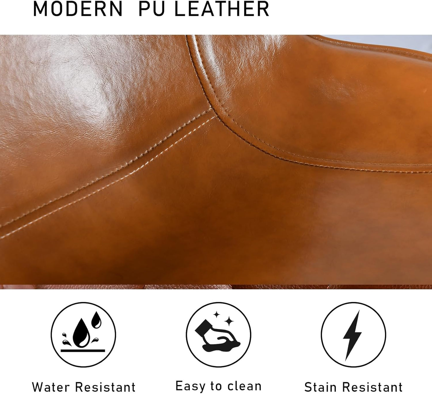 Topower Antique Industrial Design Metal Adjustable Height Kitchen Dining Breakfast Chair Industrial Style Bar Stool with Wheels, Fully Welded, Cinnamon PU Leather Seat