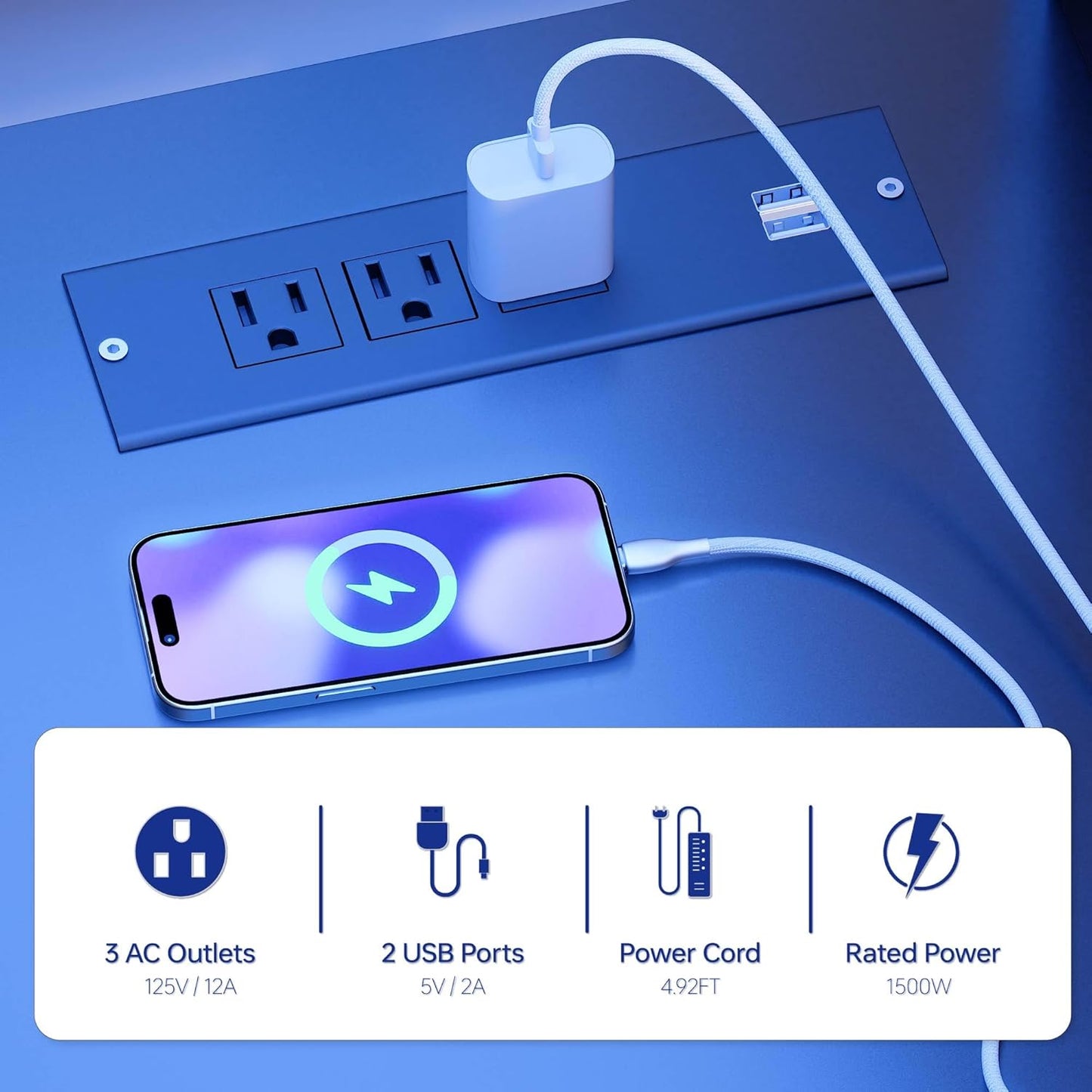 Pamray L Shaped Computer Desk with Reversible Side Storage Shelves, 49 Inch Gaming Desk with Power Outlets and Led Lights, PC Table for Home Office and Bedroom Black