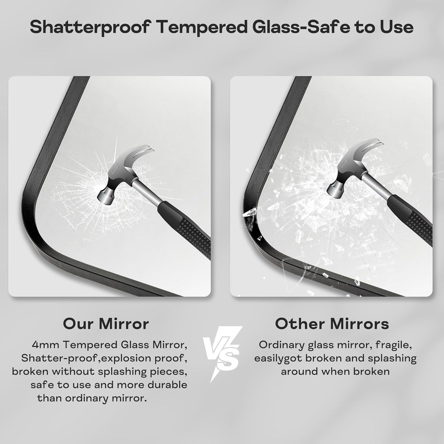 Black Framed Bathroom Mirror for Wall, Matte Black Rounded Corner Rectangle Vanity Mirror, Brushed Frame, Tempered Glass, Anti-Rust, Hangs Horizontally or Vertically (24" x 32", Black)